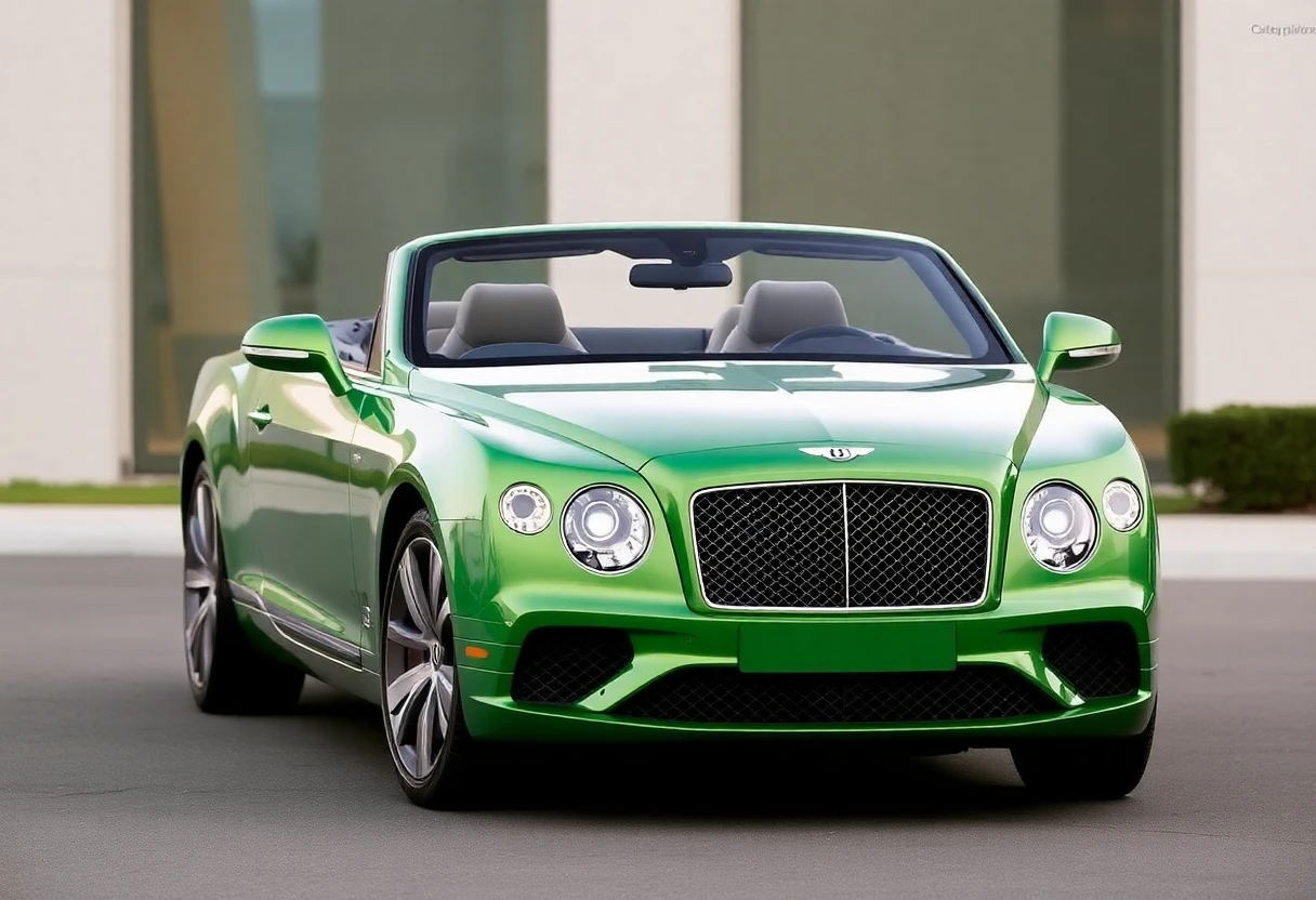 Bentley Bacalar, cabriolet de luxe vert, vue de 3/4 avant